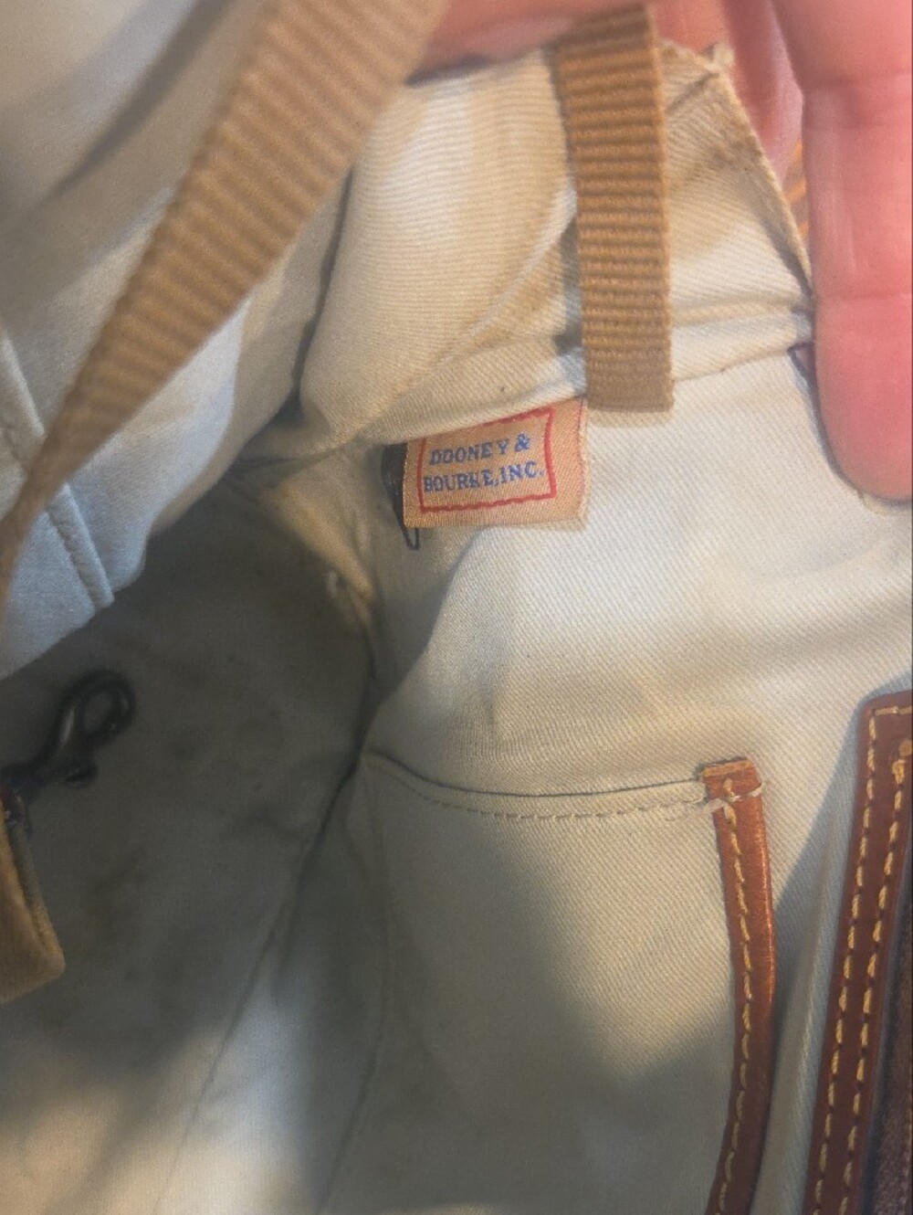 Dooney & Bourke Orange and White TENNESSEE Logo Satchel with Brown Trim - Picture 6 of 9